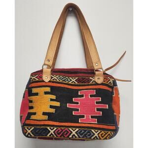 Arabesque Design Handwoven Colorful Handbag